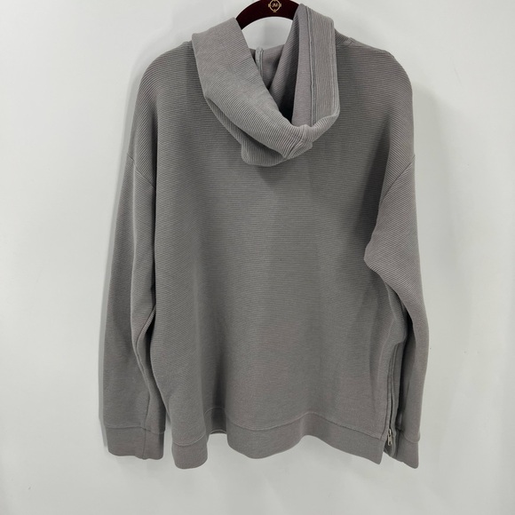 PELOTON kangaroo pocket blue drop shoulder Side Zip Gray Hoodie L - Picture 3 of 14